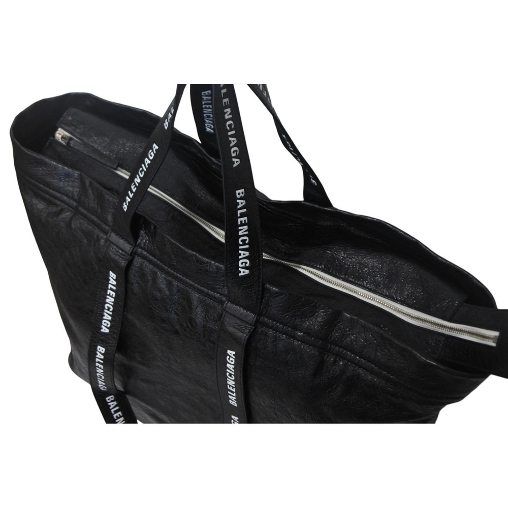 BALENCIAGA Carry Shopper Tote Bag embossed leather black - Picture 6 of 10